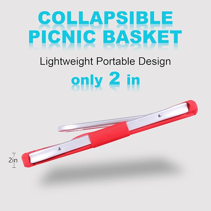 Picnic Basket, SIYUAN Collapsible Shopping Basket 24L Portable Grocery Basket - Image 3