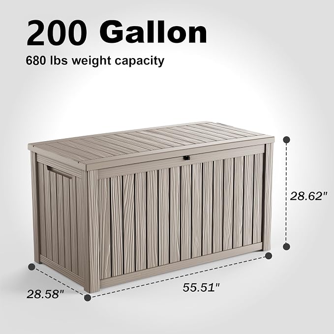 EasyUp 200 Gallon Outdoor Storage Box Waterproof, Lockable Resin Deck Box UV - Image 2