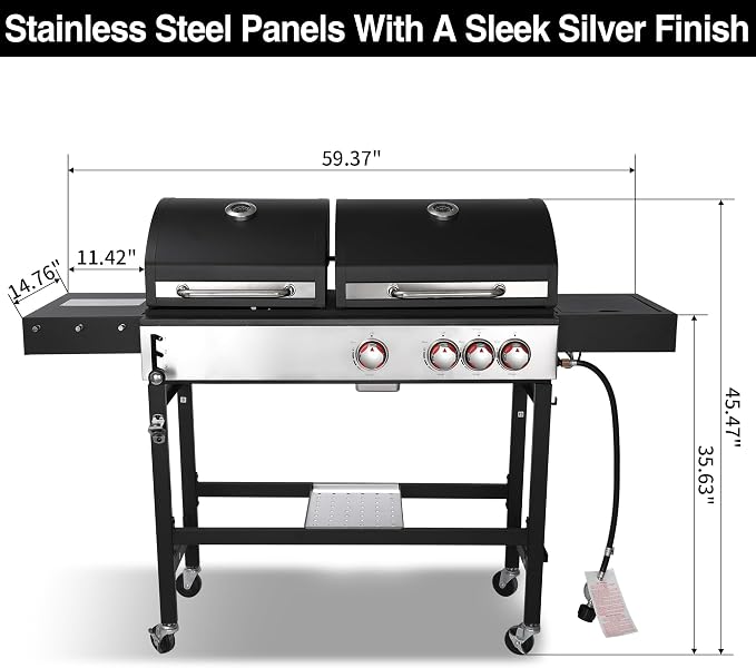 Propane Gas and Charcoal Grill Combo | Griddle Grill - Image 7