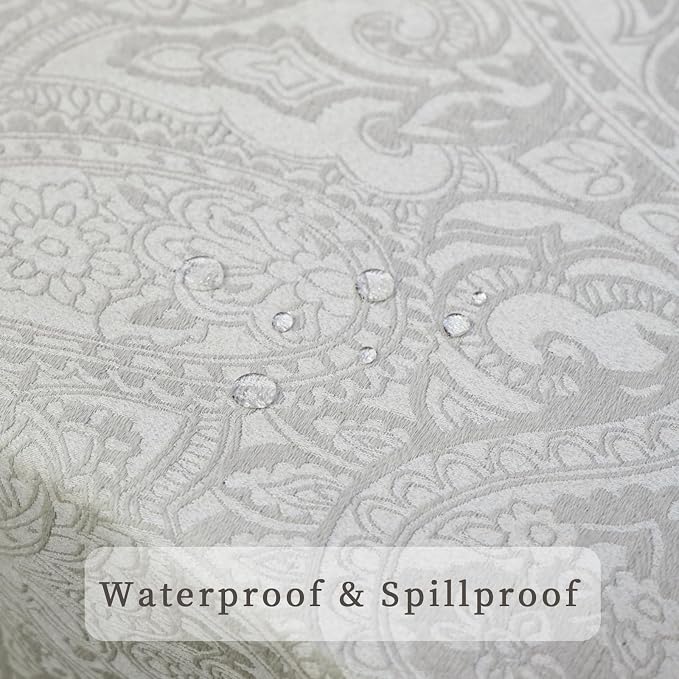 Table Cloth Rectangle Table Beige Jacquard Waterproof Rectangular Tablecloth - Image 4
