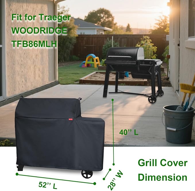 Grill Cover Fits Traeger Grills Woodridge Grill and Smoker TFB86MLH, Outdoor - Image 2
