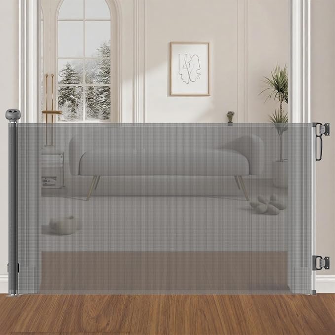 Scalable Safety Door, pet/Dog/cat Temporary Door, Baby Safety gate, mesh Soft by VUXHUAR