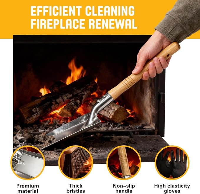 Fireplace Ash Shovel and Brush Set, - Image 5