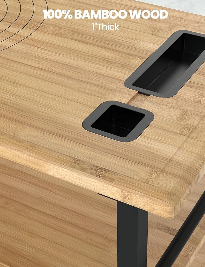 DEXSO 38x20x6.5in Bamboo Pizza Oven Table - Image 2