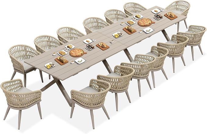 PURPLE LEAF 16 Pieces Outdoor Dining Set All-Weather PE Rattan Outdoor Patio by PURPLELEAF