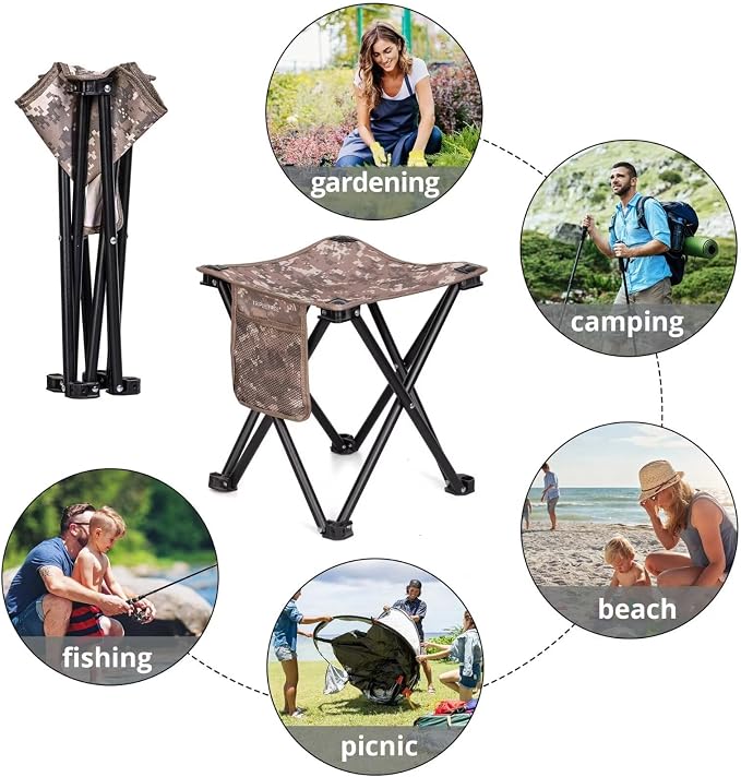 Triple Tree 1 Pack Folding Camping Stool, 13.8 Inch Small Portable Lightweight - Image 7