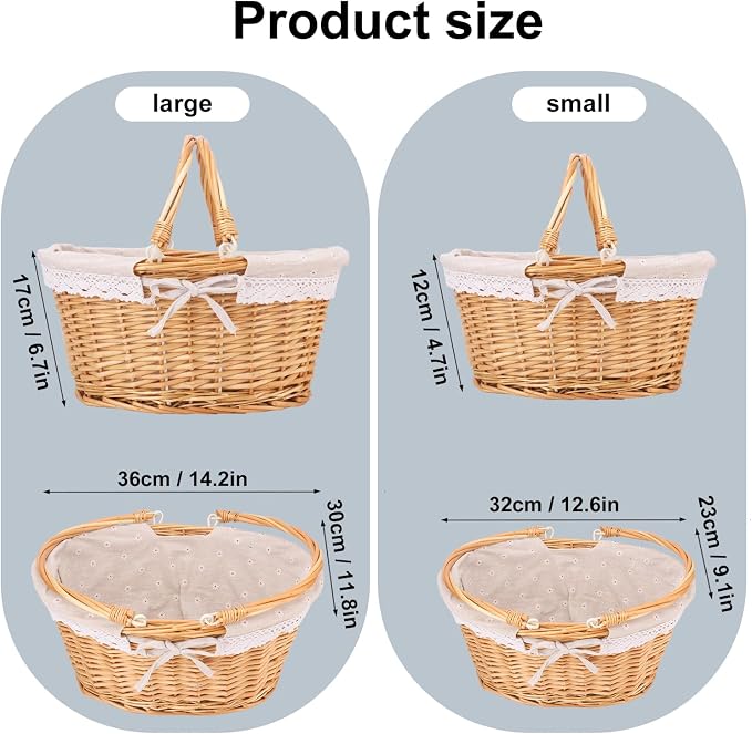 2 Pack Natural Wicker Basket - Image 2