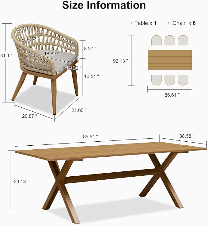PURPLE LEAF Outdoor Patio Dining Sets All-Weather PE Rattan Patio Furniture Set - Image 6
