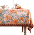 Vintage Linen Square Tablecloth, Italian Orange Floral Soft and Wrinkle by bilingaier