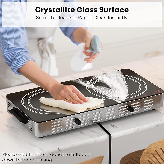 Electric Cooktop, Dual 2200 Watts Infrared Burner, 2 Burner Electric Hot Plate - Image 7