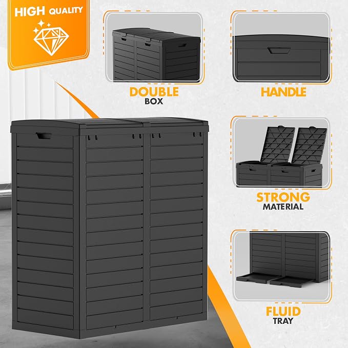 Outdoor Trash Can with lid, Waterproof, UV-Resistant Resin Garbage Can - Image 6