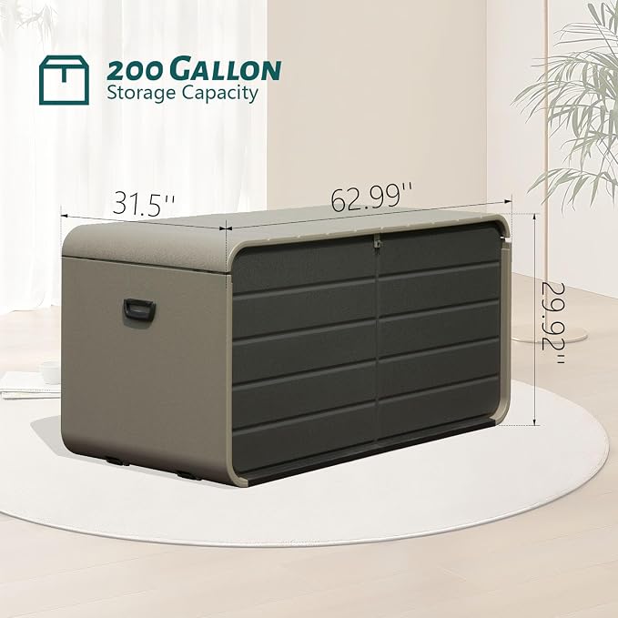 Domi 200 Gallon Outdoor Storage Box – Waterproof, UV-Resistant Deck Box - Image 4