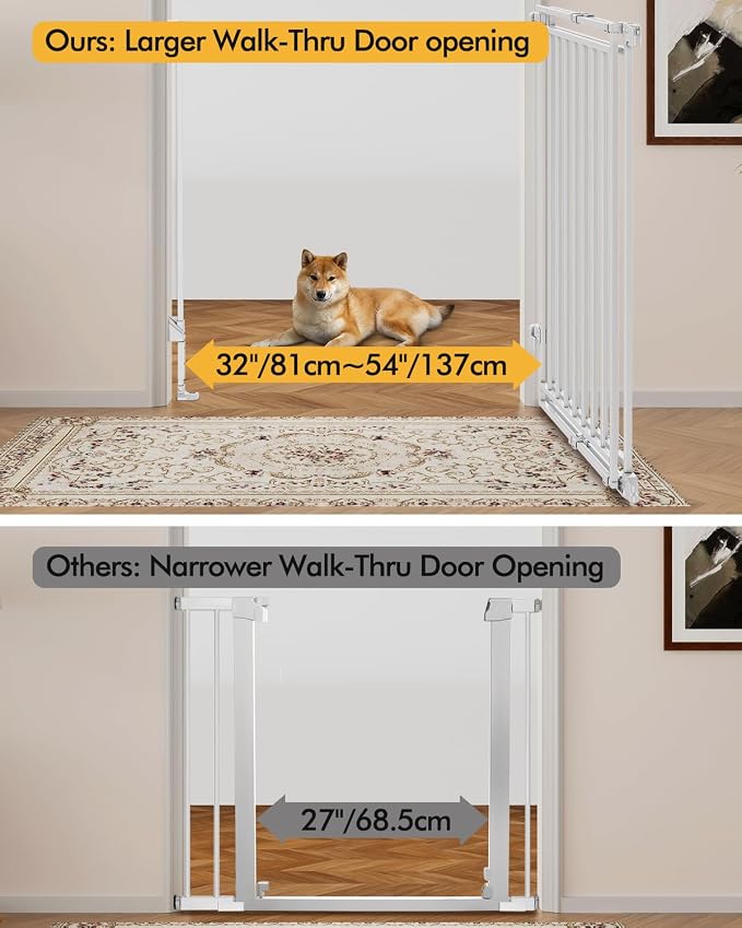Baby Gate for Stairs Doorways & Kitchen, Extra Wide 32"-54" W x 39" H Extra Tall - Image 6