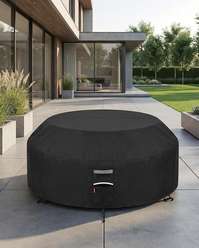 90"D Outdoor Patio Furniture Covers Waterproof Picnic Table Cover Round Patio - Image 5