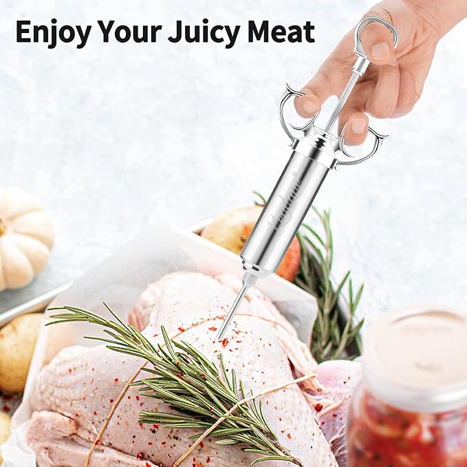 Meat Injector Syringe 2-oz Marinade Flavor Barrel 304 Stainless Steel - Image 4