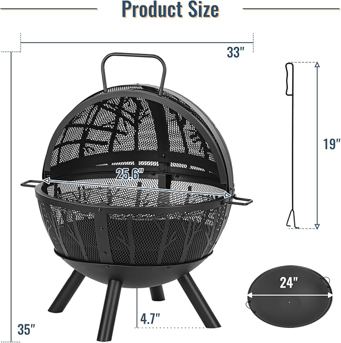 35 Inch Wood Burning Fire Pit - Image 2