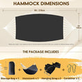 Hammock in Dark Grey Cotton with 660 lb Capacity and Anti-Rollover Design