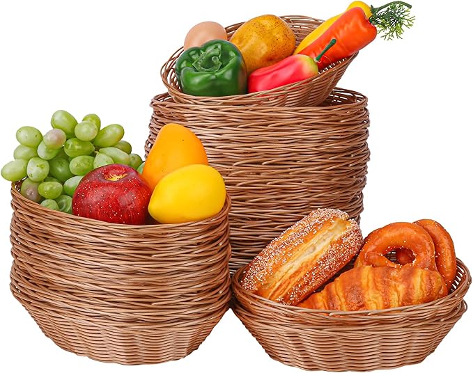 26 Pack 9 Inches Oval Wicker Bread Basket, Woven Serving Baskets, Woven Food by IHDYPPEW