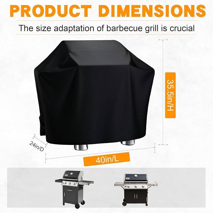 Grill Cover 40 inch, Heavy Duty Waterproof BBQ Grill Cover, Outdoor Fade & Rip - Image 2
