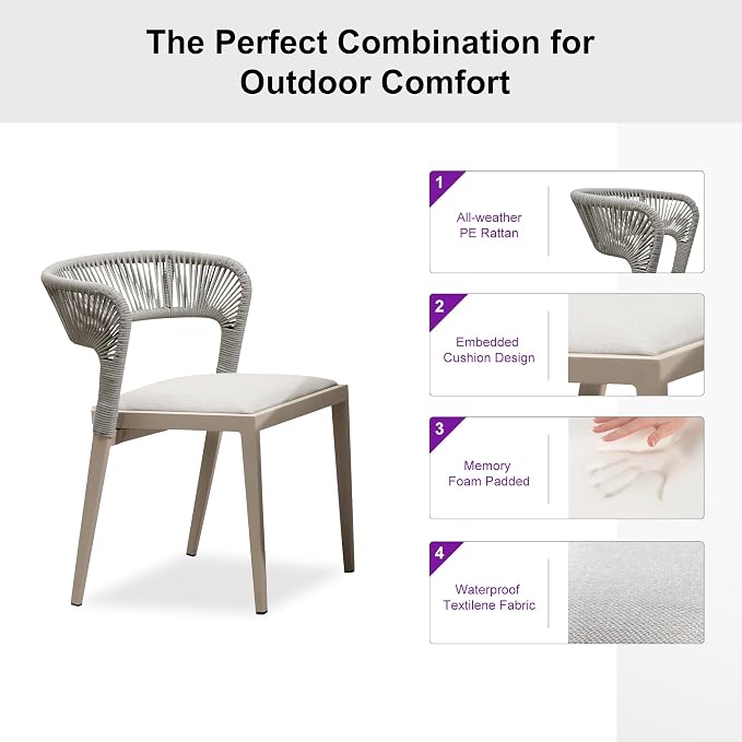 PURPLE LEAF 11 Pieces Outdoor Dining Set Patio Dining Furniture Aluminum Wicker - Image 3