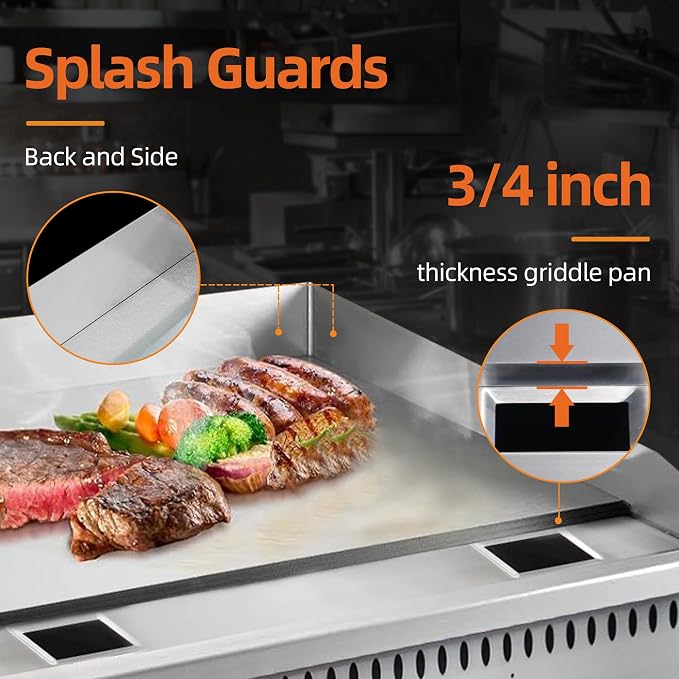 60" Commercial Countertop Griddle, 5 Burners Gas Griddle, 150000 BTU Output - Image 9