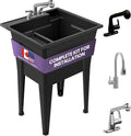 Freestanding Utility Sink with Two Handle Chrome Faucet by NoahWilliamHome