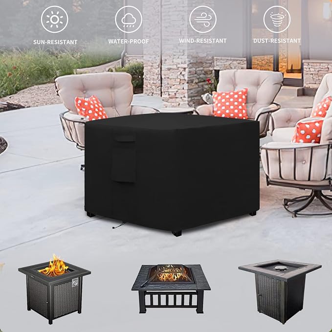 Easy-Going Outdoor Fire Pit Cover Square 32"Lx32"Wx24"H, Durable Outdoor Gas - Image 7