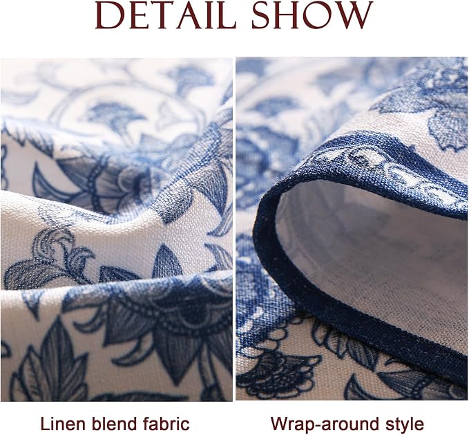 patdrea Designer Vintage Blue Floral Tablecloth - Image 5
