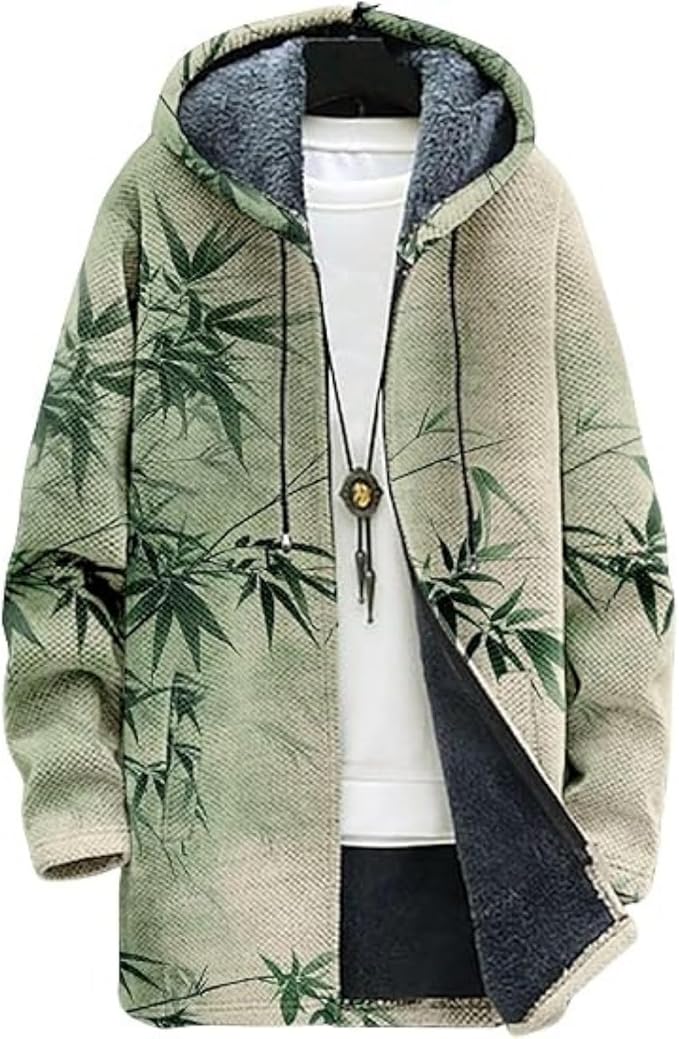 Men's Hooded Sweater Coat Knit Fleece Lined Long Cardigan Jacket by Unknown