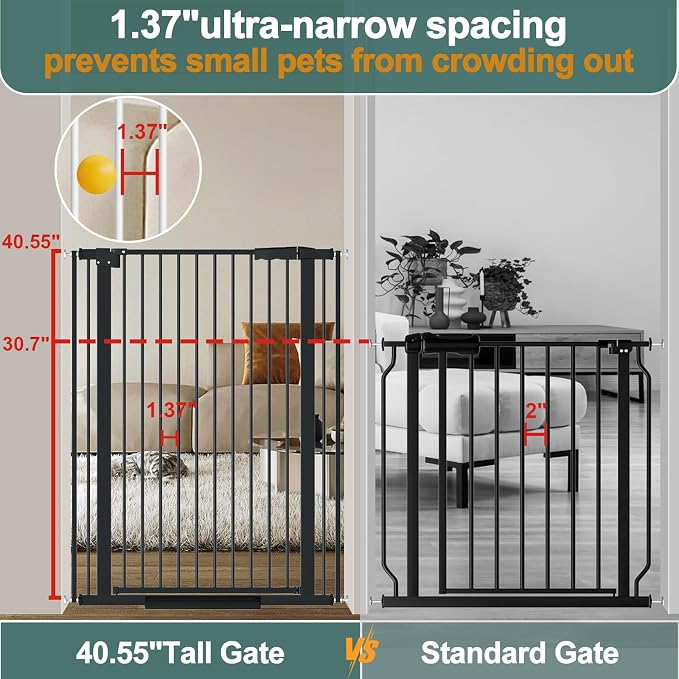 40.55" Tall 1.37" Ultra Narrow Spacing Dogs Pets Baby Gate - Image 2