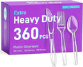 360 Count Clear Plastic Forks Spoons Knives Bulk Heavy Duty Plastic Silverware by Suyangeco