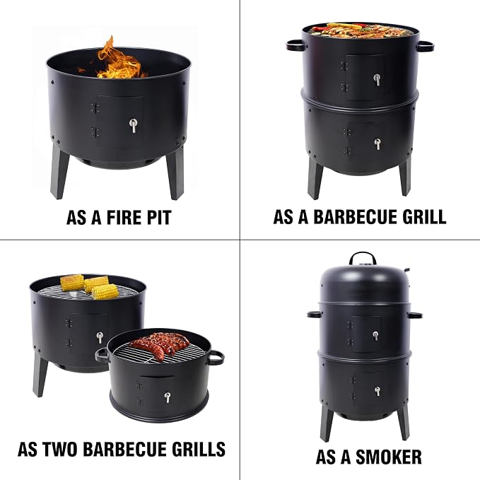 17 Inch Charcoal Smoker Grill, Heavy Duty Vertical BBQ Smoker - Image 7