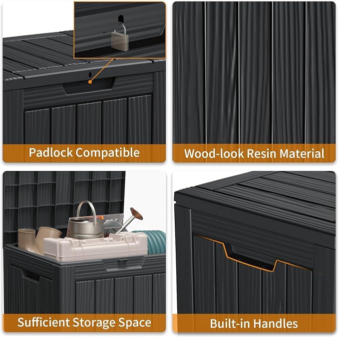 28 Gallon Deck Box, Resin Outdoor Storage Box - Image 4