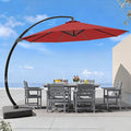 7 Piece Patio Dining Set with 11ft Patio Umbrella, 7 Gray Outdoor HDPE Dining by Unknown