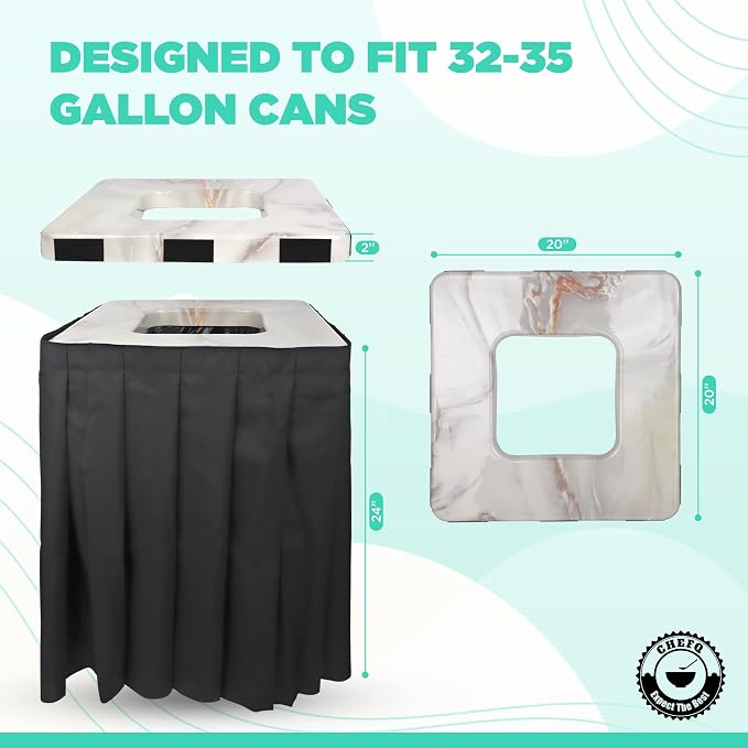 Square Black Trash Can Topper Cover - Image 3