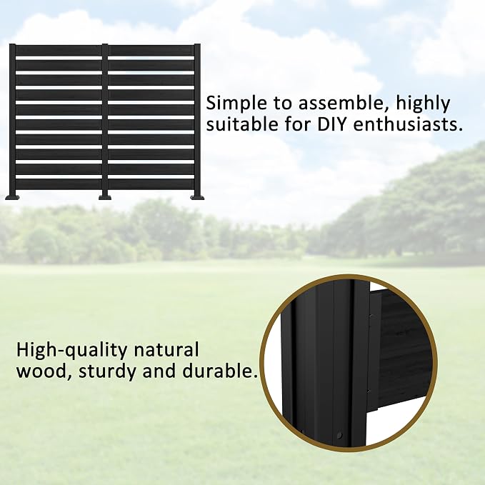MUPATER 60” H×78” W Outdoor Privacy Screen, Wood Privacy Fence Panel - Image 7