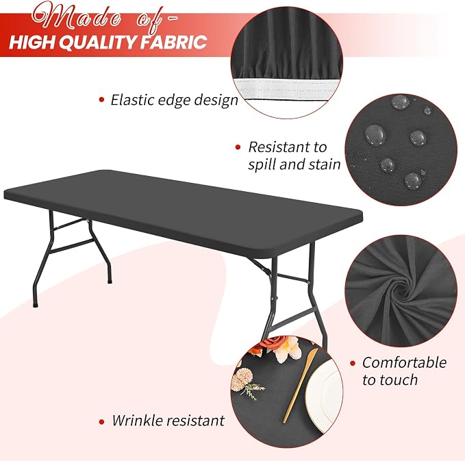 10 Pack Stretch Fabric Table Top Cap Cover, Washable Elastic Universal - Image 3