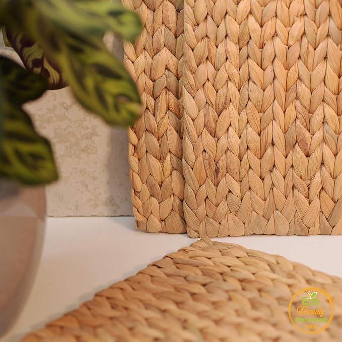 Boho Place Mats Set of 4, Square Table Mats Set of 4, Woven Placemats - Image 6