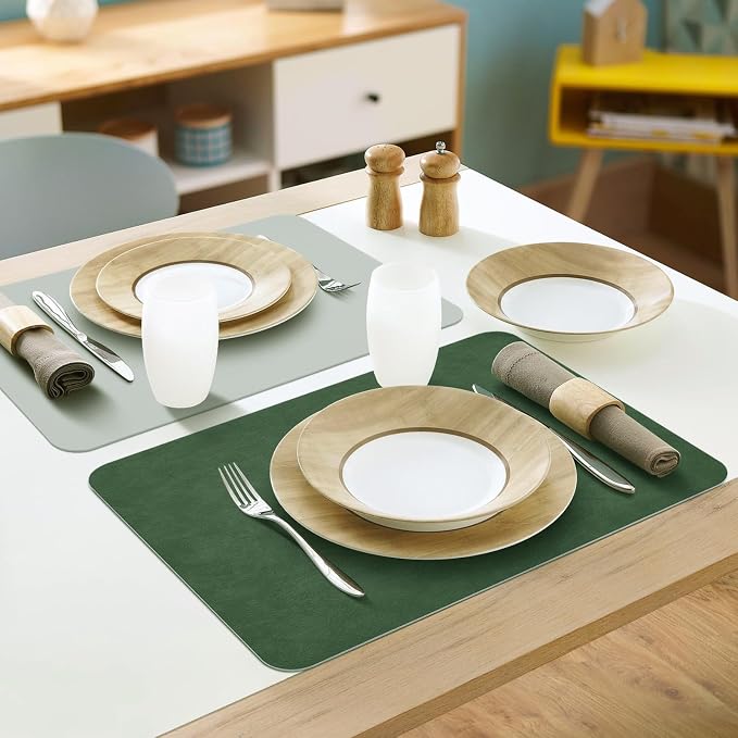 Faux Leather Placemats Set of 6 Table Mats Heat Resistant Reversible Place Mats - Image 6