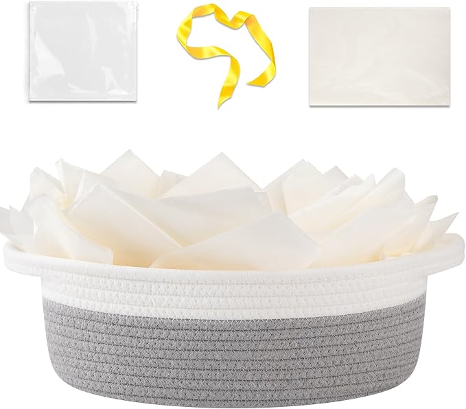 OIAHOMY Gift Basket Empty with Handle, Ribbon and Wrap Tissue Paper, Dog Toy by MasterofSpaceOptimization