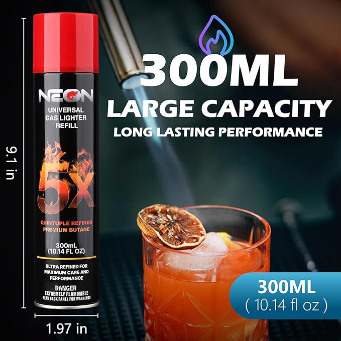 NEON Butane Fuel 300ml, 5X Premium Refined Butane Refill - Image 4