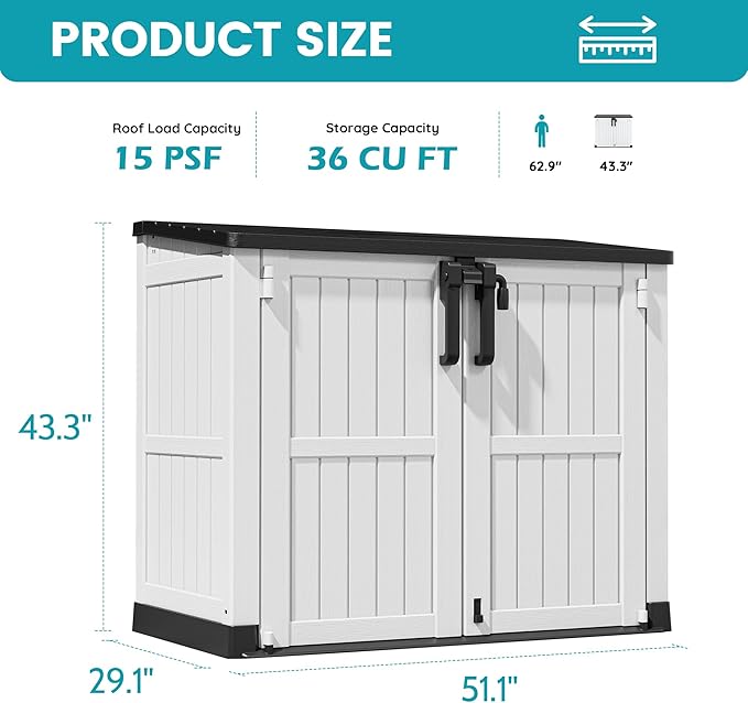 Horizontal Resin Storage Shed 36 Cu Ft - Image 7