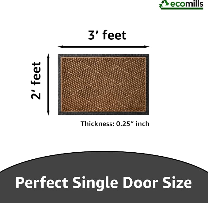 Ecomills Deluxe Diamond Entrance Door Mat, Medium Heavy Duty Absorbent Rubber - Image 2