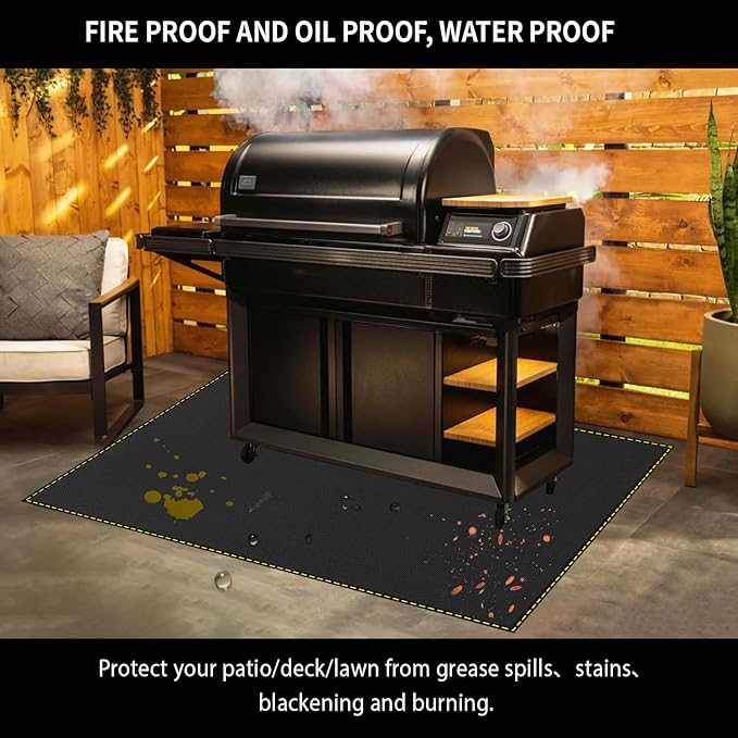 Grill Floor Mat 80 x 48 Inch Black Silicone Fiberglass