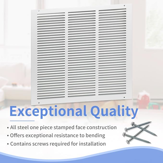 18"W x 18"H Steel Return Air Grille, Air Return Vent Cover - Image 2