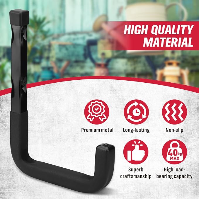 SEDY Heavy Duty Garage Storage Hook: 4-Piece 6" Wall Mount J Utility Hooks - Image 3