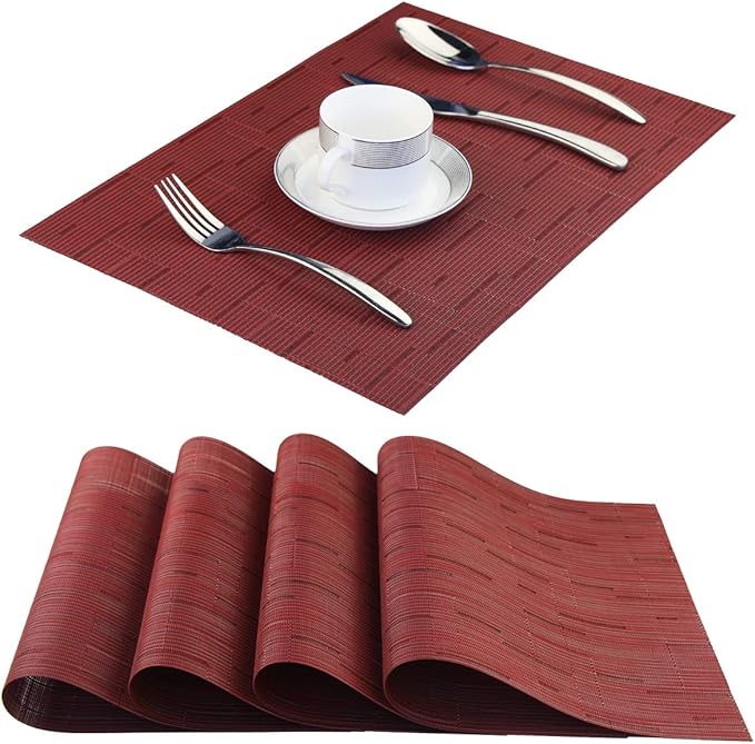 Vinyl Placemats, Washable Table Mats Easy to Clean Woven Placemats by PandaPalm