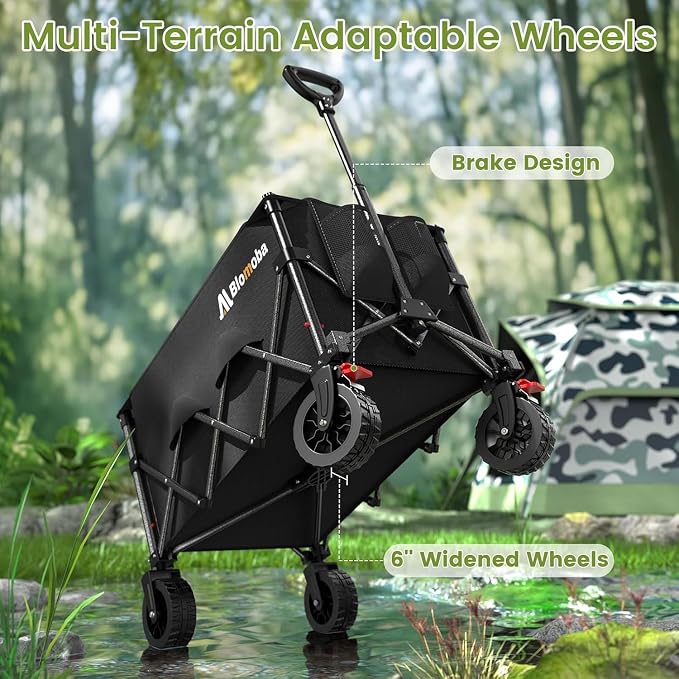 Collapsible Wagon Cart, 150L Heavy Duty Foldable Beach Wagon - Image 6