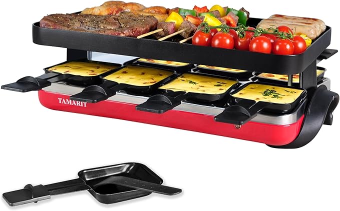 TAMARIT Classic 8 Person Raclette Grill 1500W Electric Tabletop Griddle by TAMARIT