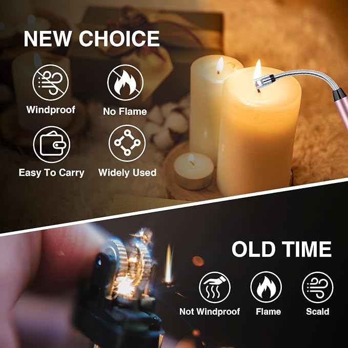 2 PCS Candle Lighter, Electric Lighter Arc Windproof Flameless - Image 5